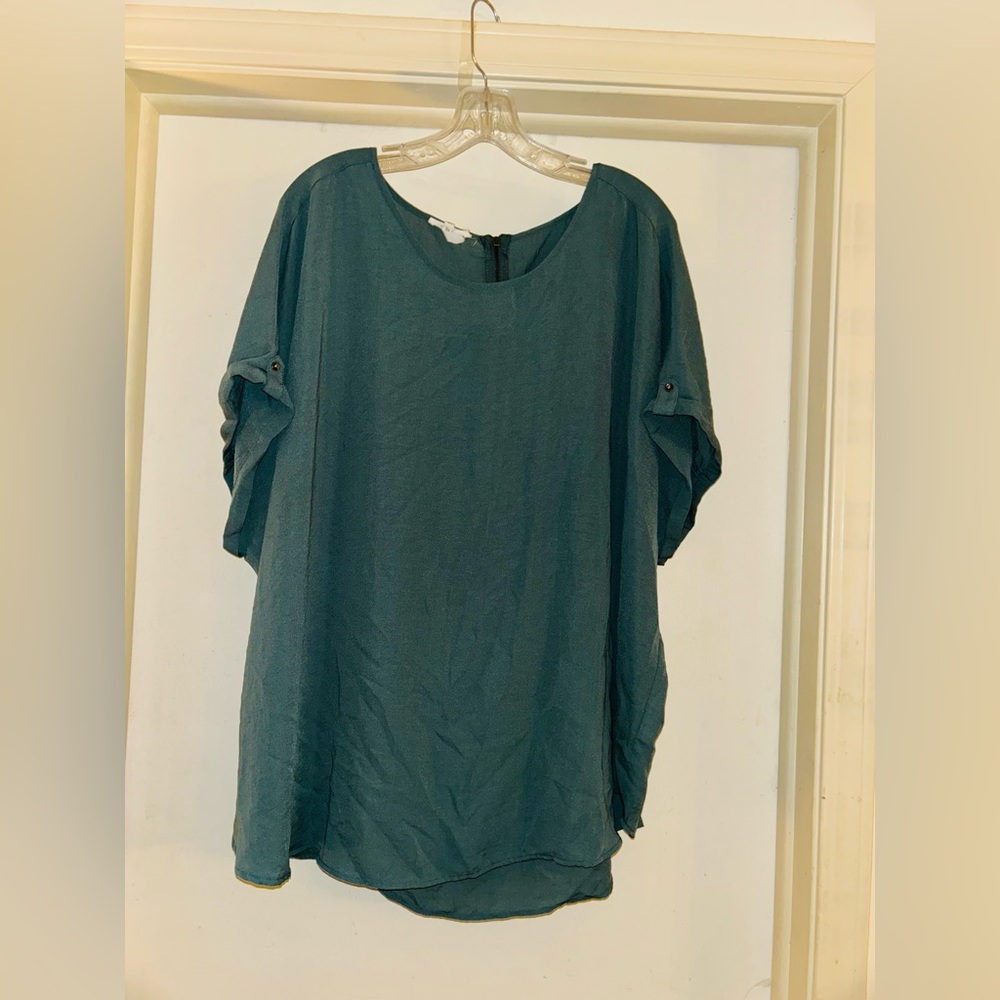 Maurices Teal Blouse with zipper accent
